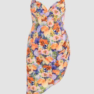 Curve & Plus Asymmetric Hem Floral Midi Dress